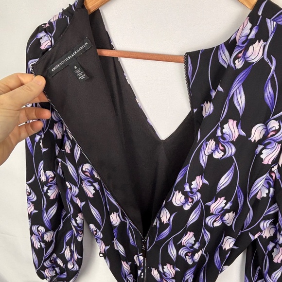 WHBM Women BalloonSleeve Tie Waist Mini Dress Sz 8 Party Cocktail Flirty Wedding - Picture 4 of 11